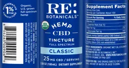 Label for Hemp CBD Tincture Classic 25 mg