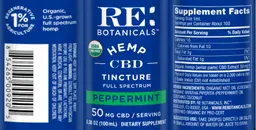 Label for Hemp CBD Tincture Peppermint 50 mg