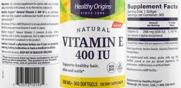 Label for Vitamin E 400 IU 268 mg