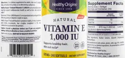 Label for Vitamin E 1,000 IU 670 mg