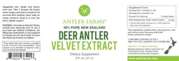 Label for Deer Antler Velvet Extract