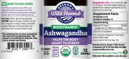 Label for Biodynamic Ashwagandha Extract