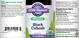 Label for Organic Black Cohosh Extract