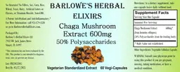 Label for Chaga Mushroom Extract 600 mg