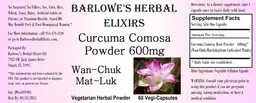 Label for Curcuma comosa Powder 600 mg