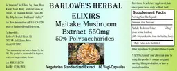 Label for Maitake Mushroom Extract 650 mg