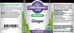 Label for Organic Ginger Extract