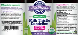 Label for Milk Thistle Dandelion Extract