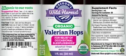 Label for Organic Valerian Hops Alcohol-Free Extract