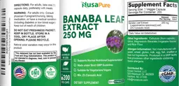 Label for Banaba Leaf Extract 250 mg