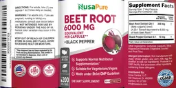 Label for Beet Root 6000 mg