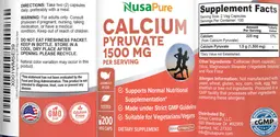 Label for Calcium Pyruvate 1500 mg