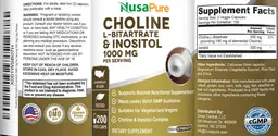 Label for Choline L-Bitartrate & Inositol 1000 mg