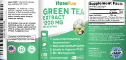 Label for Green Tea Extract 1200 mg