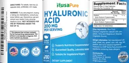 Label for Hyaluronic Acid 200 mg