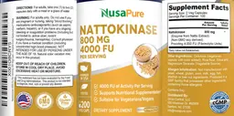 Label for Nattokinase 800 mg 4000 FU