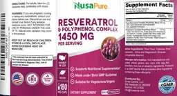 Label for Resveratrol & Polyphenol Complex 1450 mg