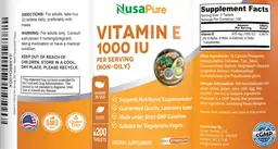 Label for Vitamin E 1000 IU