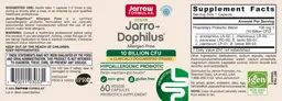 Label for Jarro-Dophilus 10 Billion CFU Allergen Free