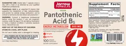 Label for Pantothenic Acid B5 500 mg
