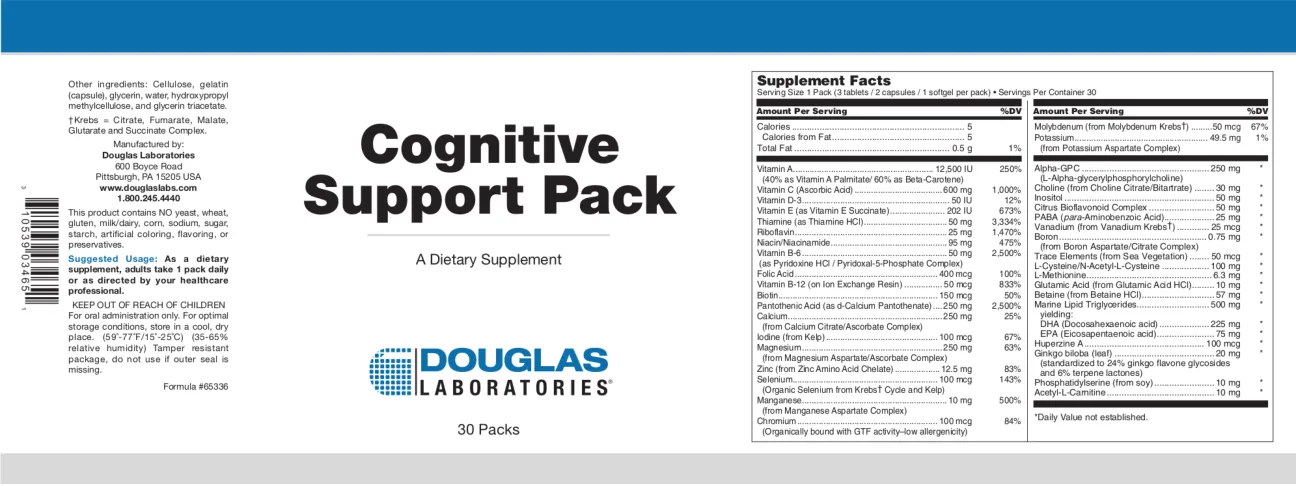 Label for Cognitive Support Pack