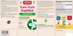 Label for Yum-Yum Dophilus 1 Billion CFU Raspberry