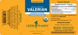 Label for Valerian Alcohol-Free