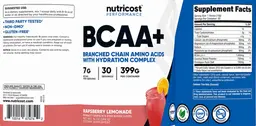 Label for BCAA+ Raspberry Lemonade