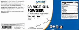 Label for C8 MCT Oil Powder 10 g Unflavored