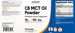 Label for C8 MCT Oil Powder 10 g Unflavored