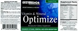 Label for Vitamin & Mineral Optimize