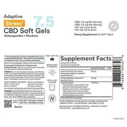 Label for Adaptive Stress CBD Soft Gels 7.5 mg