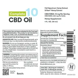 Label for Complete CBD Oil 10 mg