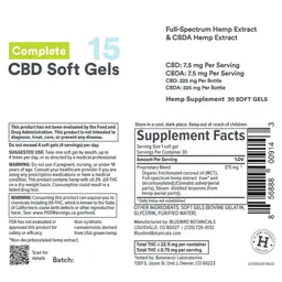 Label for Complete CBD Soft Gels 15 mg