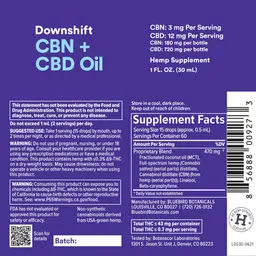 Label for Downshift CBN + CBD Oil