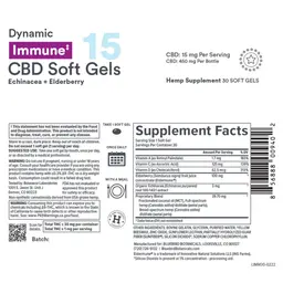 Label for Dynamic Immune CBD Soft Gels 15 mg