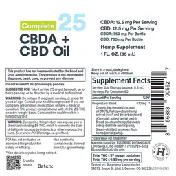 Label for Complete CBDA + CBD Oil 25 mg