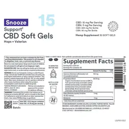 Label for Snooze Support CBD Soft Gels 15 mg