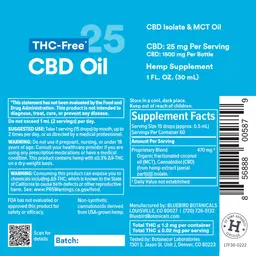Label for THC-Free CBD Oil 25 mg