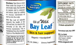 Label for Oil of Wild Bay Leaf