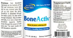 Label for BoneActiv Bone & Joint Rubbing Oil