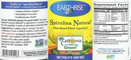 Label for Spirulina Natural Tablets