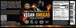 Label for Vegan Omegas 300 mg