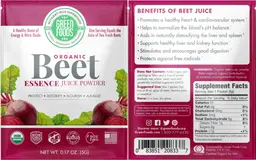 Label for Organic Beet Essence Juice Powder