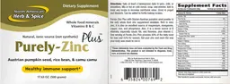 Label for Purely-Zinc Plus