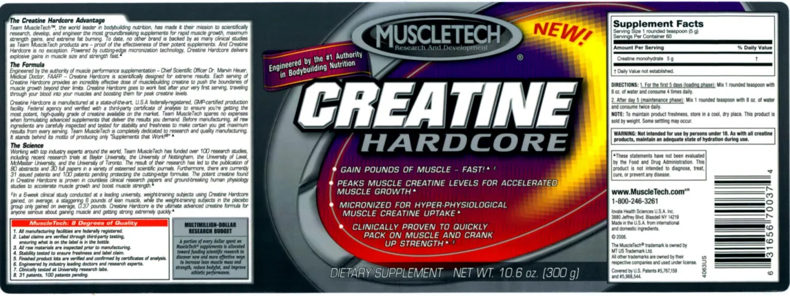 Label for Creatine Hardcore
