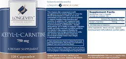 Label for Acetyl-L-Carnitine 750mg