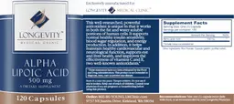 Label for Alpha Lipoic Acid 500 mg