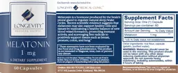 Label for Melatonin 1 mg
