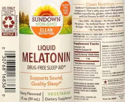 Label for Liquid Melatonin Cherry Flavored